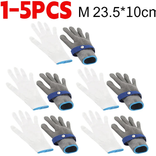 Edelstahl schnittfeste Handschuhe - Anti-Schnitt, Drahtmetallgewebe Handsschutz für Schlachtung, Gartenarbeit und Arbeitssicherheit