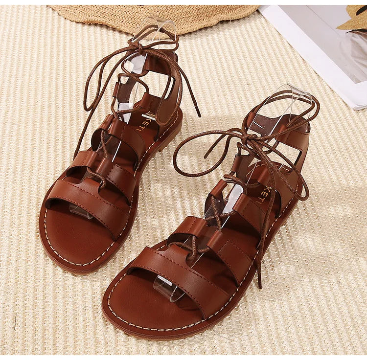 Sommer Damen Oberbekleidung Sandalen römischer Stil Schuhe Damen lässige Ballerinas Bindungsdesign Walking und Arbeitskleidung