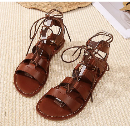 Sommer Damen Oberbekleidung Sandalen römischer Stil Schuhe Damen lässige Ballerinas Bindungsdesign Walking und Arbeitskleidung