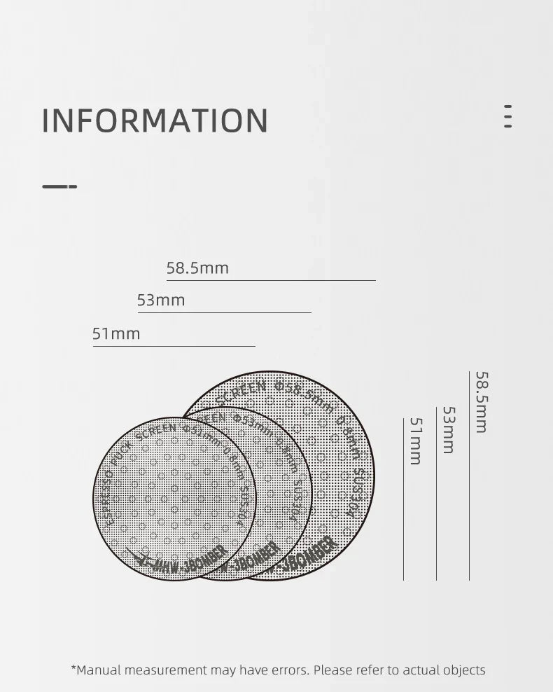 MHW-3BOMBER 51/53/58.5mm Espresso Puck Screen Doppel-Layer Metall Kaffee Wiederverwendbarer Filter