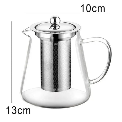 450ml-950ml Hitzebeständige Glas Teekanne – Edelstahl Teesieb, Blumen-Kessel für Kung Fu Teewaren, Puer- und Oolong-Tee