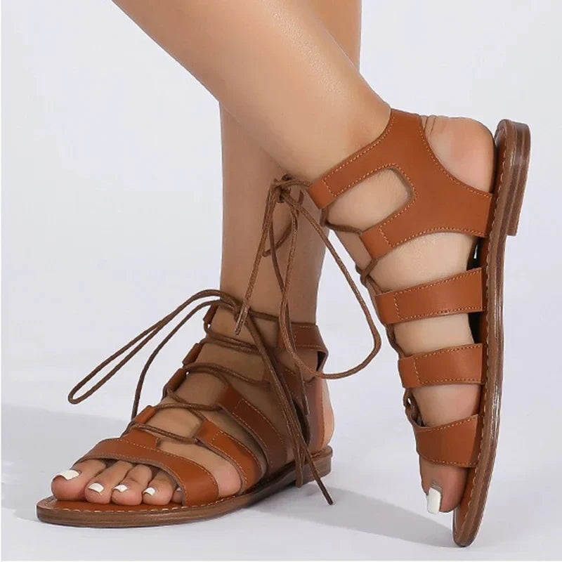 Sommer Damen Oberbekleidung Sandalen römischer Stil Schuhe Damen lässige Ballerinas Bindungsdesign Walking und Arbeitskleidung
