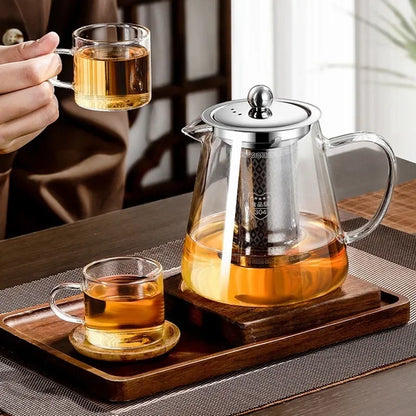 450ml-950ml Hitzebeständige Glas Teekanne – Edelstahl Teesieb, Blumen-Kessel für Kung Fu Teewaren, Puer- und Oolong-Tee