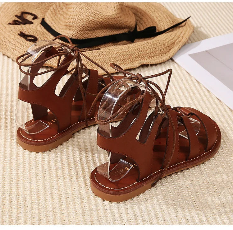 Sommer Damen Oberbekleidung Sandalen römischer Stil Schuhe Damen lässige Ballerinas Bindungsdesign Walking und Arbeitskleidung