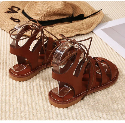Sommer Damen Oberbekleidung Sandalen römischer Stil Schuhe Damen lässige Ballerinas Bindungsdesign Walking und Arbeitskleidung