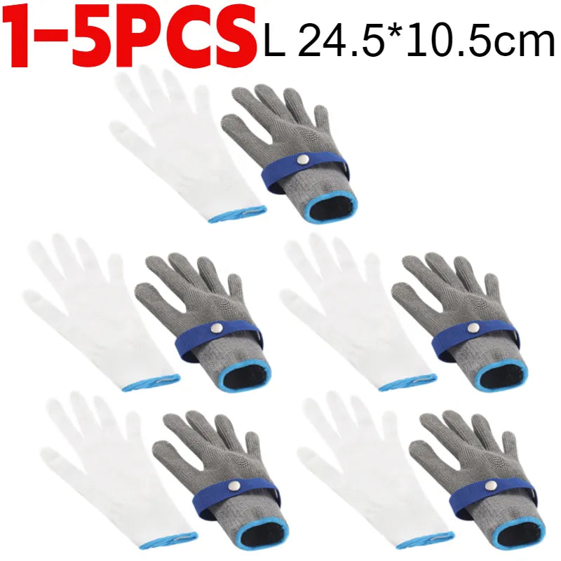 Edelstahl schnittfeste Handschuhe - Anti-Schnitt, Drahtmetallgewebe Handsschutz für Schlachtung, Gartenarbeit und Arbeitssicherheit
