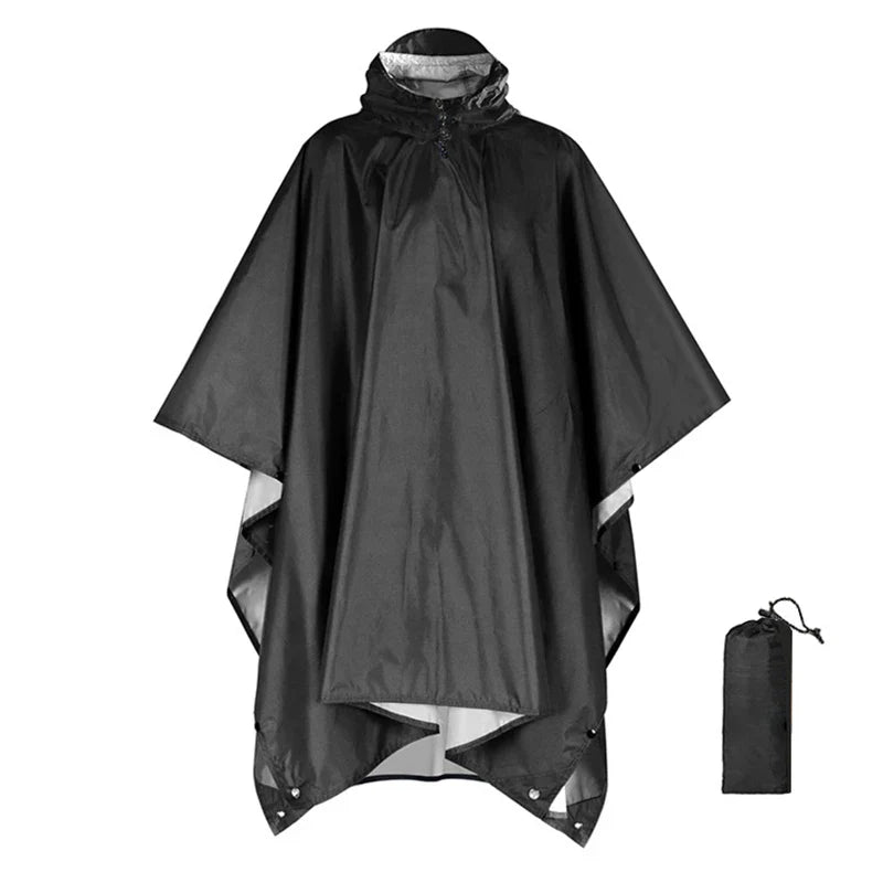 3 in 1 Outdoor Militär Regenmantel - Mit Kapuze wasserdichter Regenponcho mit Ärmeln, Motorrad-Regenabdeckung, ideal für Camping, Wandern und Reisen