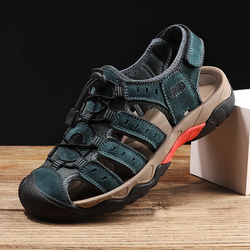 Sommer Herren Outdoor Sandalen Strand Schuhe Echtes Leder Trekking Wandern