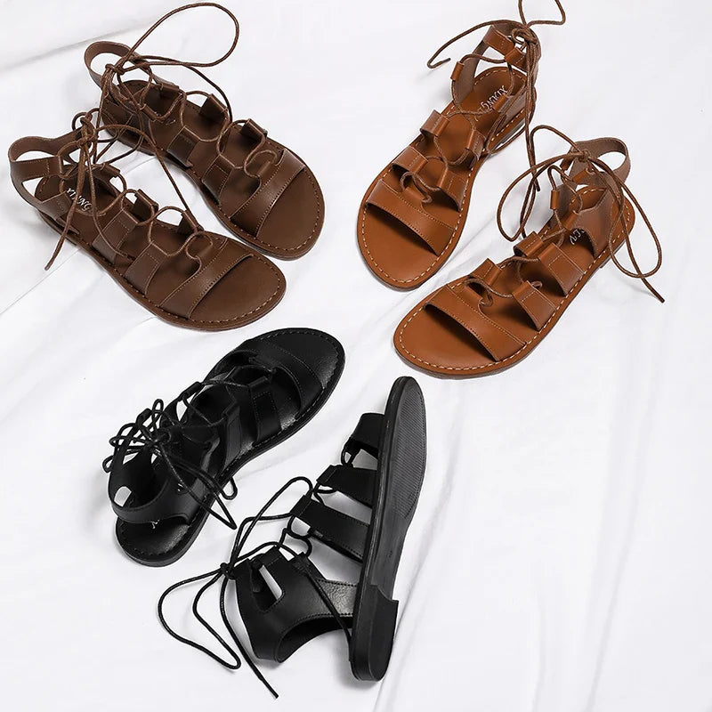 Sommer Damen Oberbekleidung Sandalen römischer Stil Schuhe Damen lässige Ballerinas Bindungsdesign Walking und Arbeitskleidung