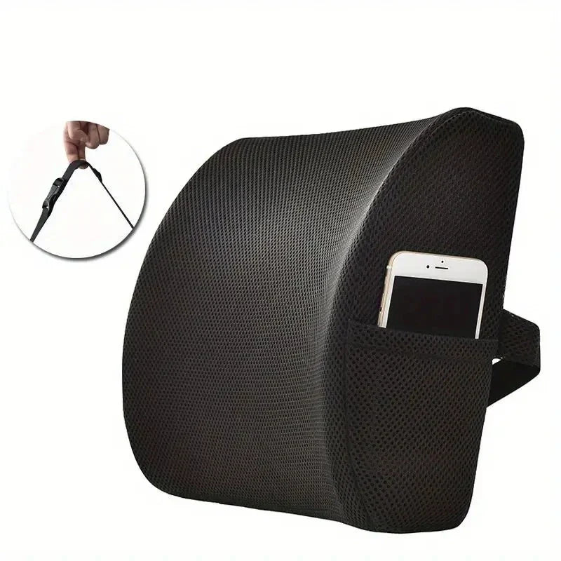 Lendenwirbelstützkissen für Bürostuhl und Autositz - Perfekt ausbalanciertes Memory-Schaum Rückenpolster, vielseitige Unterstützung für Komfort