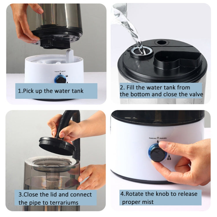 Sandsberg | 4L Reptil Befeuchter Nebelgerät Kühle Nebel Nebel Mister mit Schlauch für Schildkrötenhabitat EU-Stecker