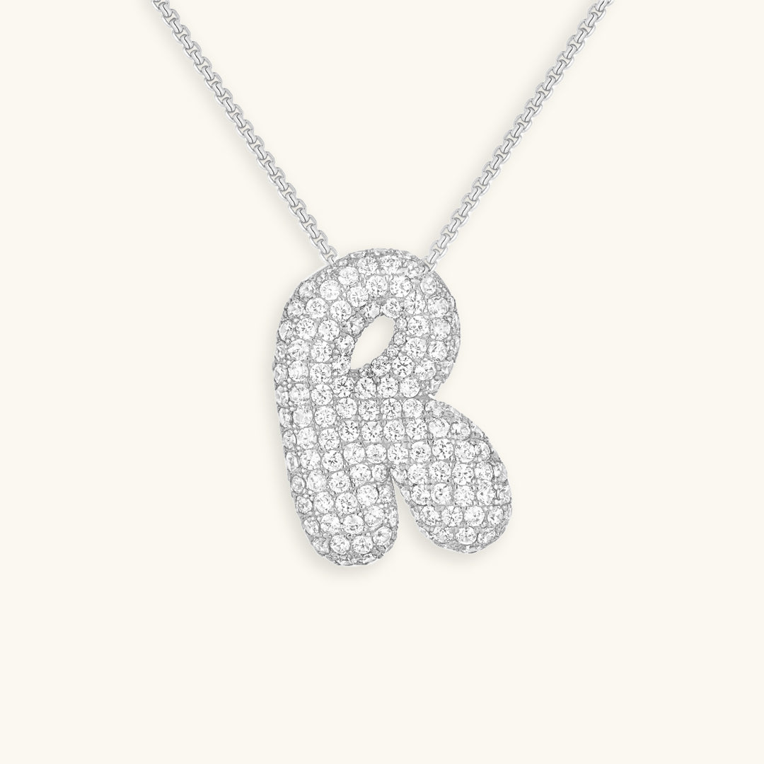 Bubble Initial-Diamant-Halskette