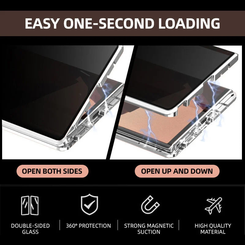 Magnetische gehärtete Glas doppelseitige Telefonhülle für Samsung