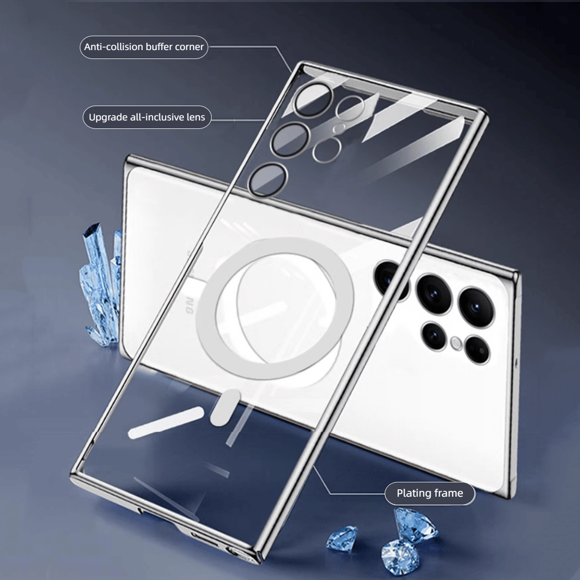 Transparente Luxus-Beschichtung Magnetische Abdeckung für Samsung