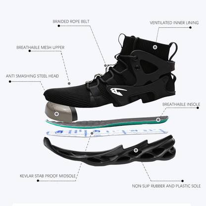 Leichte, atmungsaktive Arbeitsschuhe mit Stahlkappe
