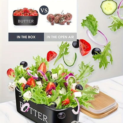 Luxuriöse große Butterdose mit Deckel – Keramik-Thekenbehälter mit Messer, hochwertige Silikondichtung und leicht zu reinigendes Design – Perfektes Küchen Geschenk für Butterliebhaber