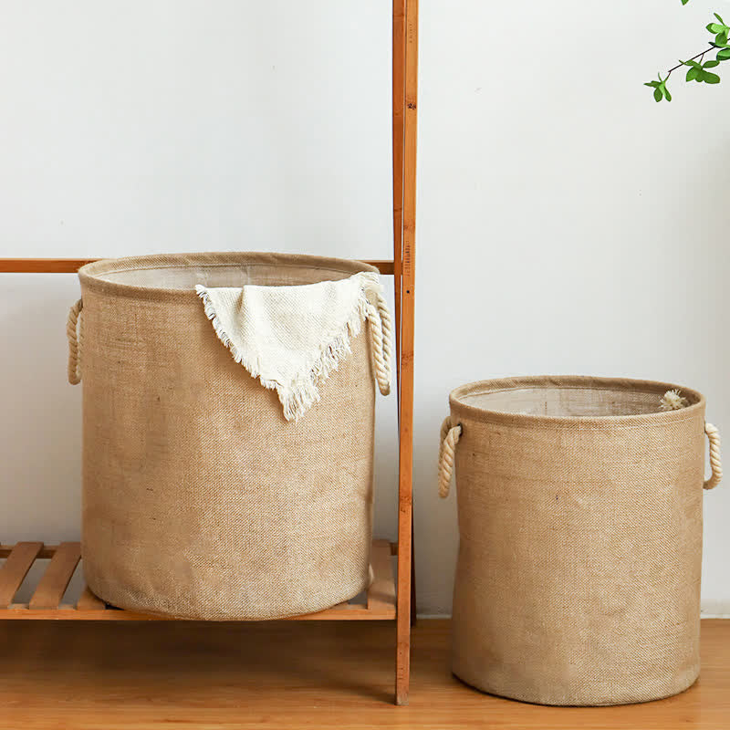 Sandsberg | Baumwolle Leinen Wasserfest Faltbarer Wäschekorb