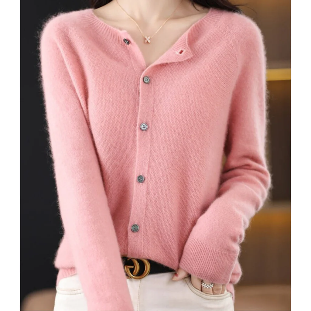 Damen Rundhals Cardigan Pullover
