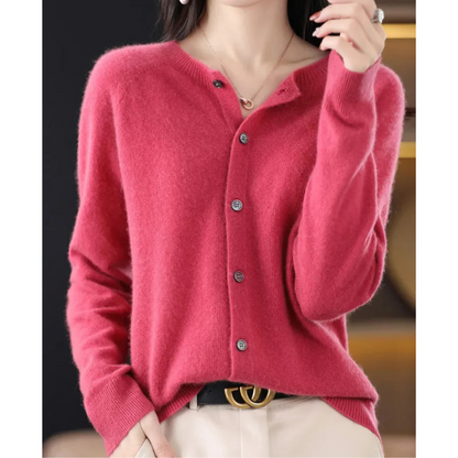 Damen Rundhals Cardigan Pullover