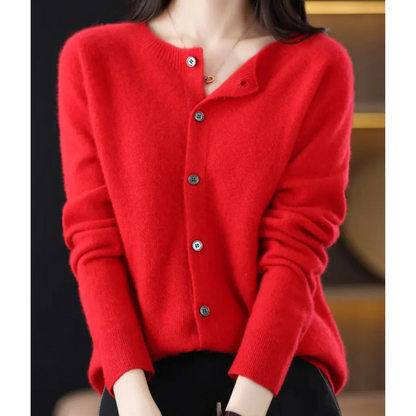 Damen Rundhals Cardigan Pullover