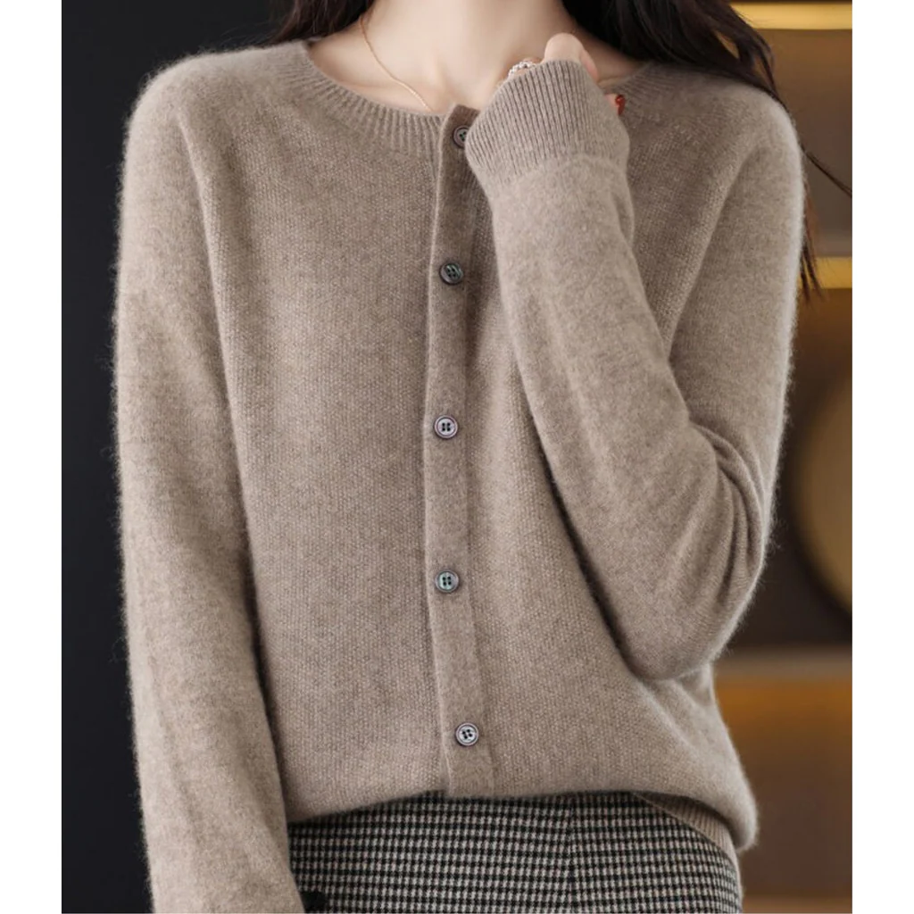Damen Rundhals Cardigan Pullover