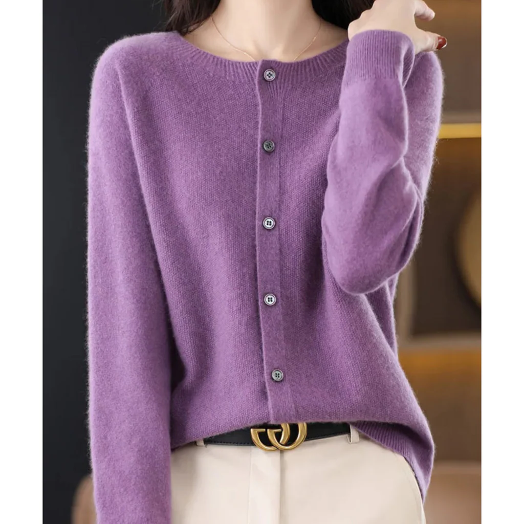 Damen Rundhals Cardigan Pullover