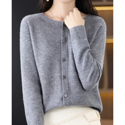 Damen Rundhals Cardigan Pullover