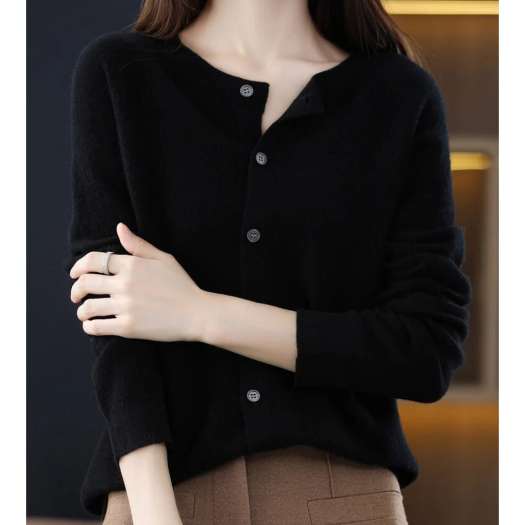 Damen Rundhals Cardigan Pullover