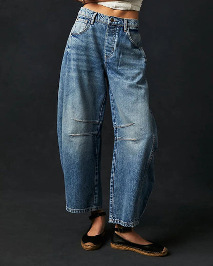 Mid Rise Barrel Jeans für Damen