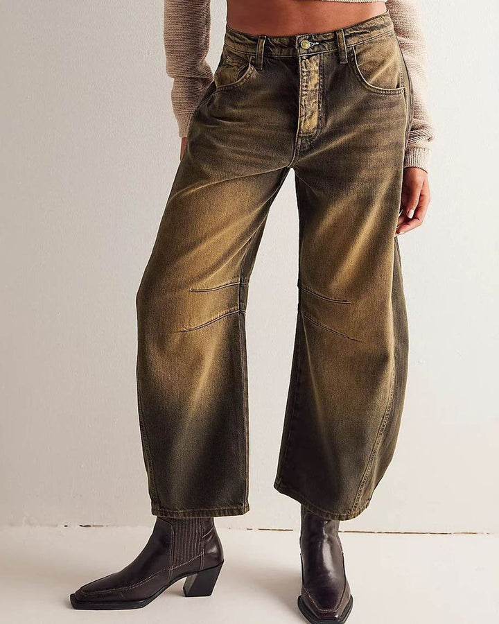 Mid Rise Barrel Jeans für Damen
