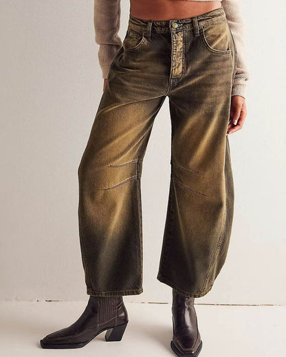 Mid Rise Barrel Jeans für Damen