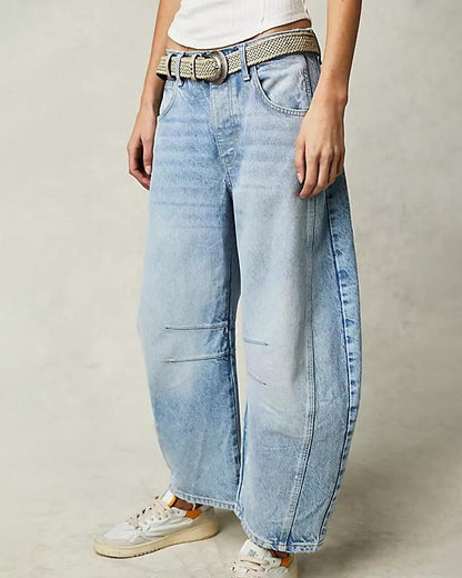 Mid Rise Barrel Jeans für Damen