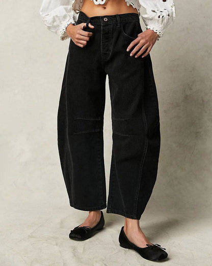 Mid Rise Barrel Jeans für Damen