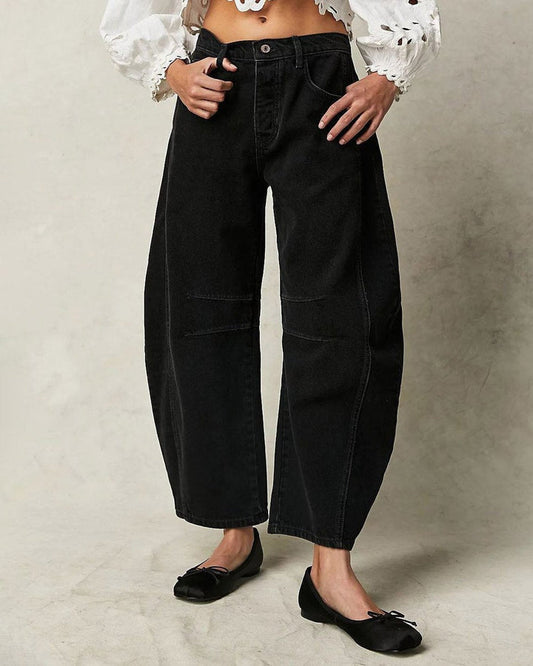 Mid Rise Barrel Jeans für Damen