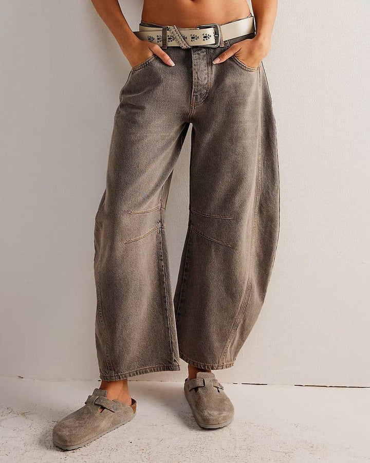 Mid Rise Barrel Jeans für Damen