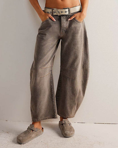 Mid Rise Barrel Jeans für Damen