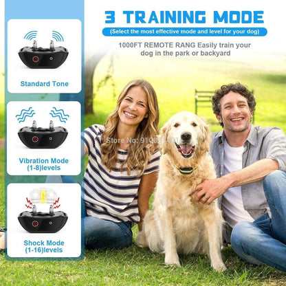 Dogreat Elektrisches Hundetrainingshalsband Schock Haustier Fernbedienung Wasserdicht Wiederaufladbar Für Alle Größen Vibration Bellen Stop Halsbänder