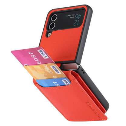 Samsung Z Flip 4 / Flip 3 Hülle | Leder Geldbörse Kartenhalter Ringhalter Ständer