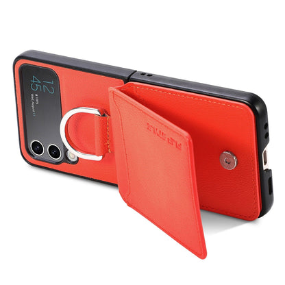 Samsung Z Flip 4 / Flip 3 Hülle | Leder Geldbörse Kartenhalter Ringhalter Ständer