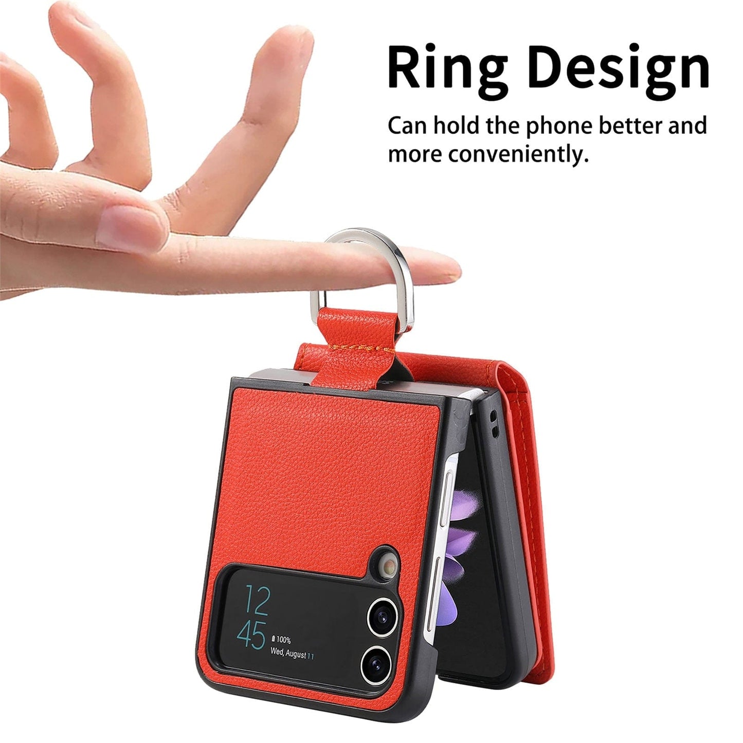 Samsung Z Flip 4 / Flip 3 Hülle | Leder Geldbörse Kartenhalter Ringhalter Ständer