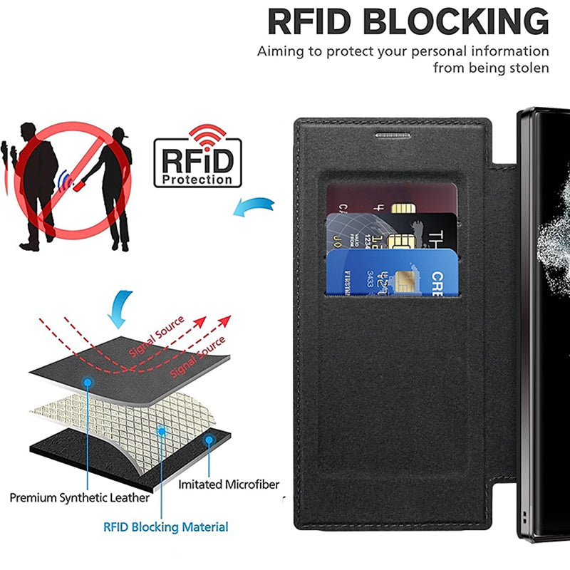 📱2024 Neue Leder strukturierte Flip Handytasche für Samsung