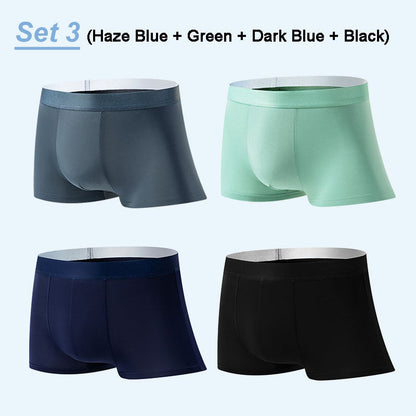 4 Stück Herren Eis-Satin Antibakterielle Atmungsaktive Boxershorts