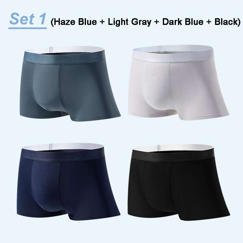 4 Stück Herren Eis-Satin Antibakterielle Atmungsaktive Boxershorts