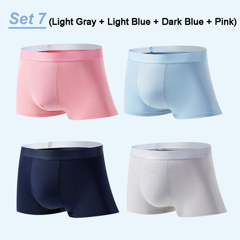 4 Stück Herren Eis-Satin Antibakterielle Atmungsaktive Boxershorts