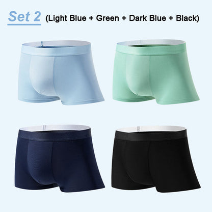 4 Stück Herren Eis-Satin Antibakterielle Atmungsaktive Boxershorts