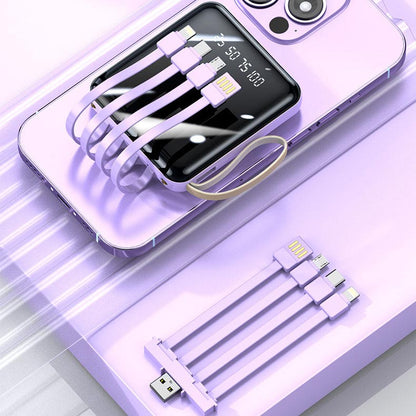 Schnelllade 20000mAh Mini Powerbank mit integrierten Kabeln