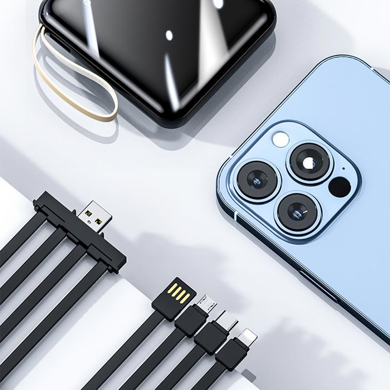 Schnelllade 20000mAh Mini Powerbank mit integrierten Kabeln