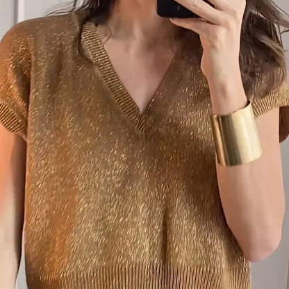 🔥Glänzende Strickjacke und weite Hose für Damen im 2er-Set.