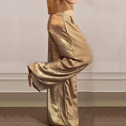 🔥Glänzende Strickjacke und weite Hose für Damen im 2er-Set.