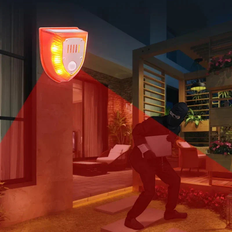 Solarbetriebene 129 dB Sicherheitsalarmlicht mit Bewegungssensor